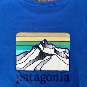 Patagonia Responsibili-Tee Line Logo Ridge Pocket T-Shirt – Bayou Blue Adult XL